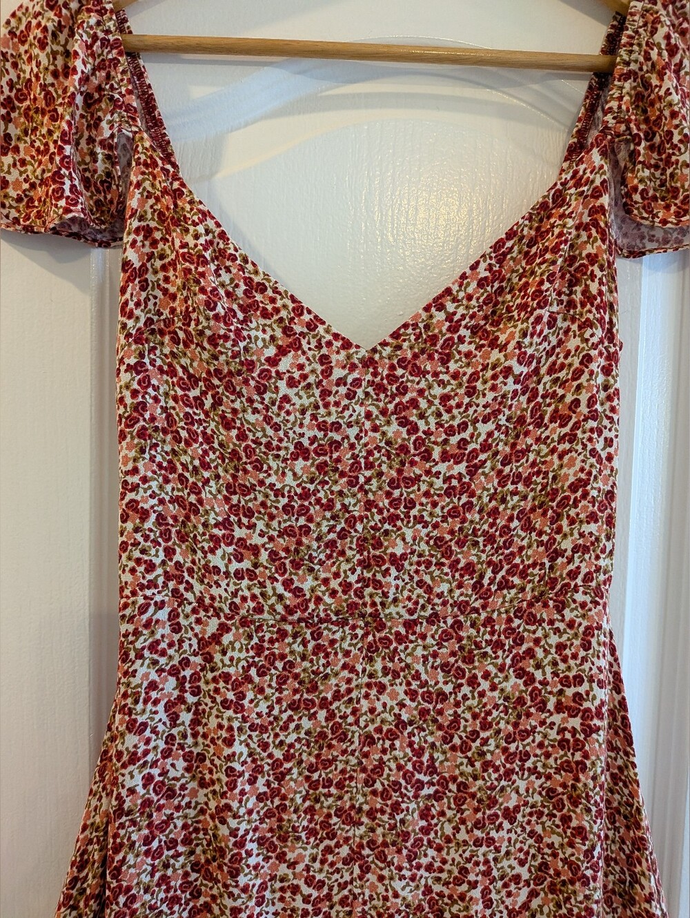 Reformation Petites Baxley Floral Midi Dress La Vie En Rose Red Pink Size 2 - Picture 4 of 16